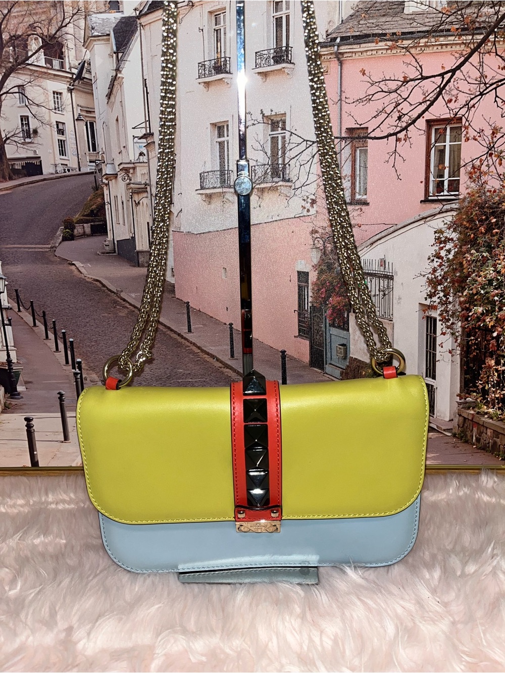 Valentino Garavani Rockstud Glam Lock Colorblock Bag